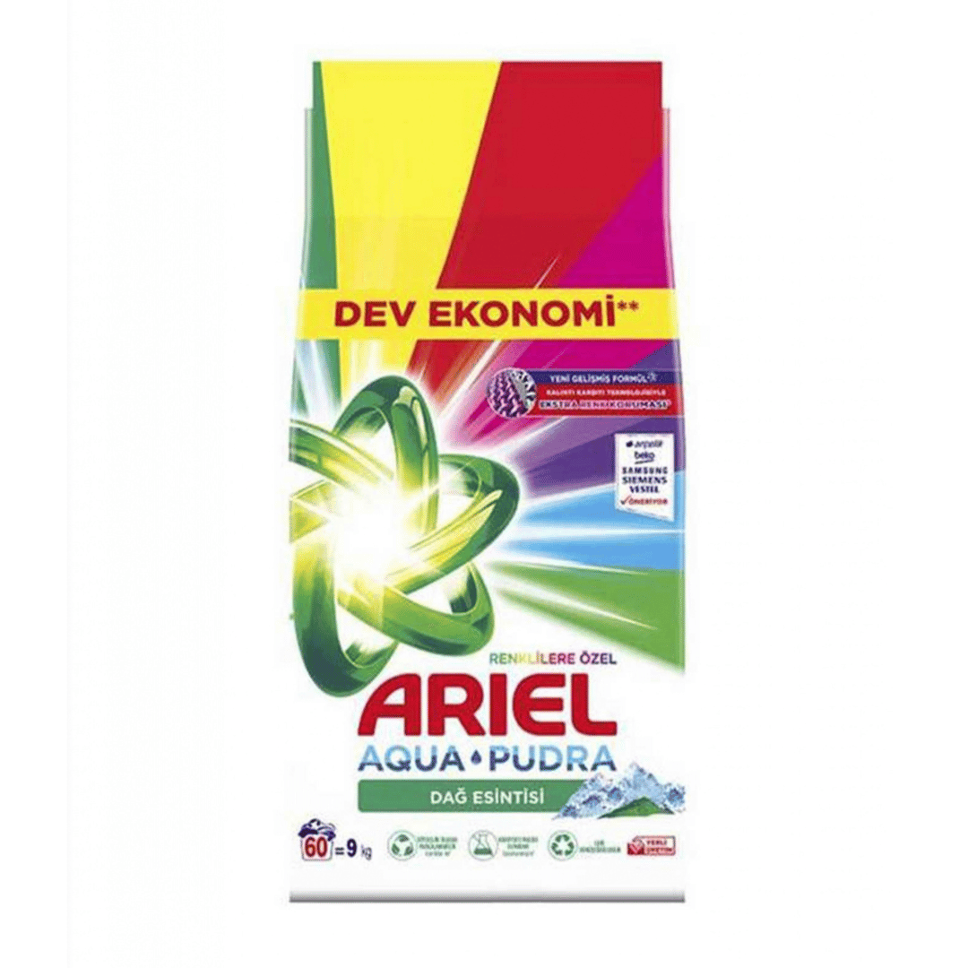 Detergent de rufe automat Ariel Mountain Breeze AquaPudra, 60 spalari, 9Kg