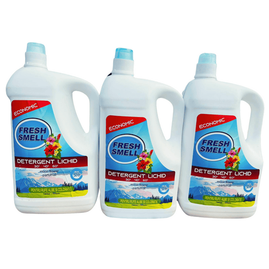 3x Detergent Lichid Fresh Smell Economic 5L- 300 Spalari