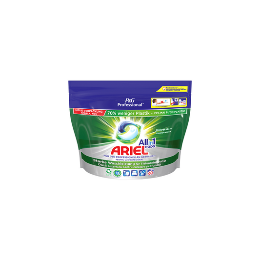 Detergent Capsule Ariel All in One Pods Universal +60 Spalari